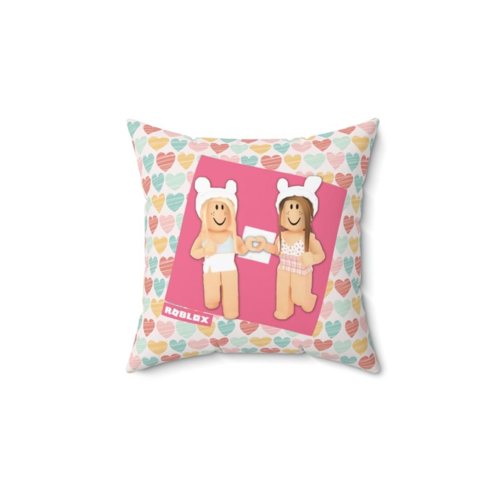 Roblox Girls. Cushion. Design with pastel hearts Cool Kiddo 14