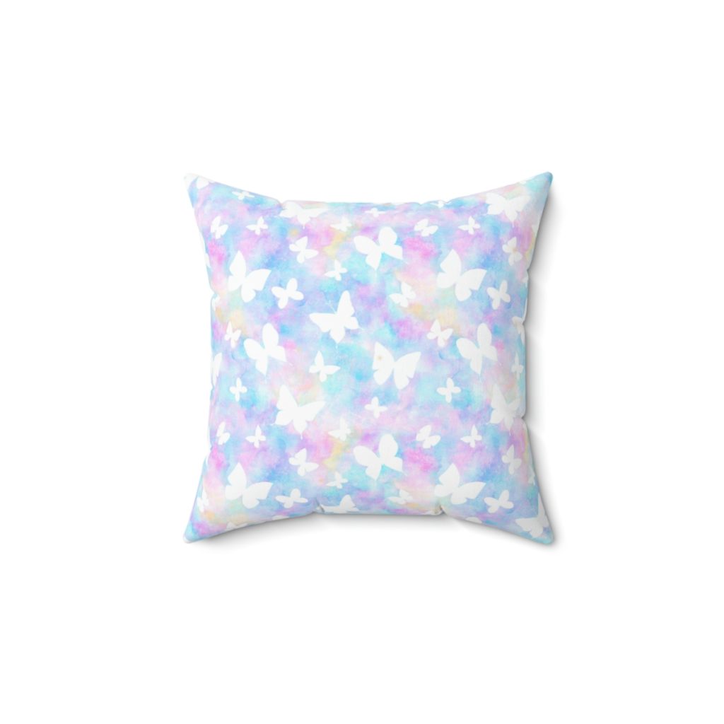 Roblox Girls. Cushion. White butterflies in color watercolor background. Cool Kiddo 16