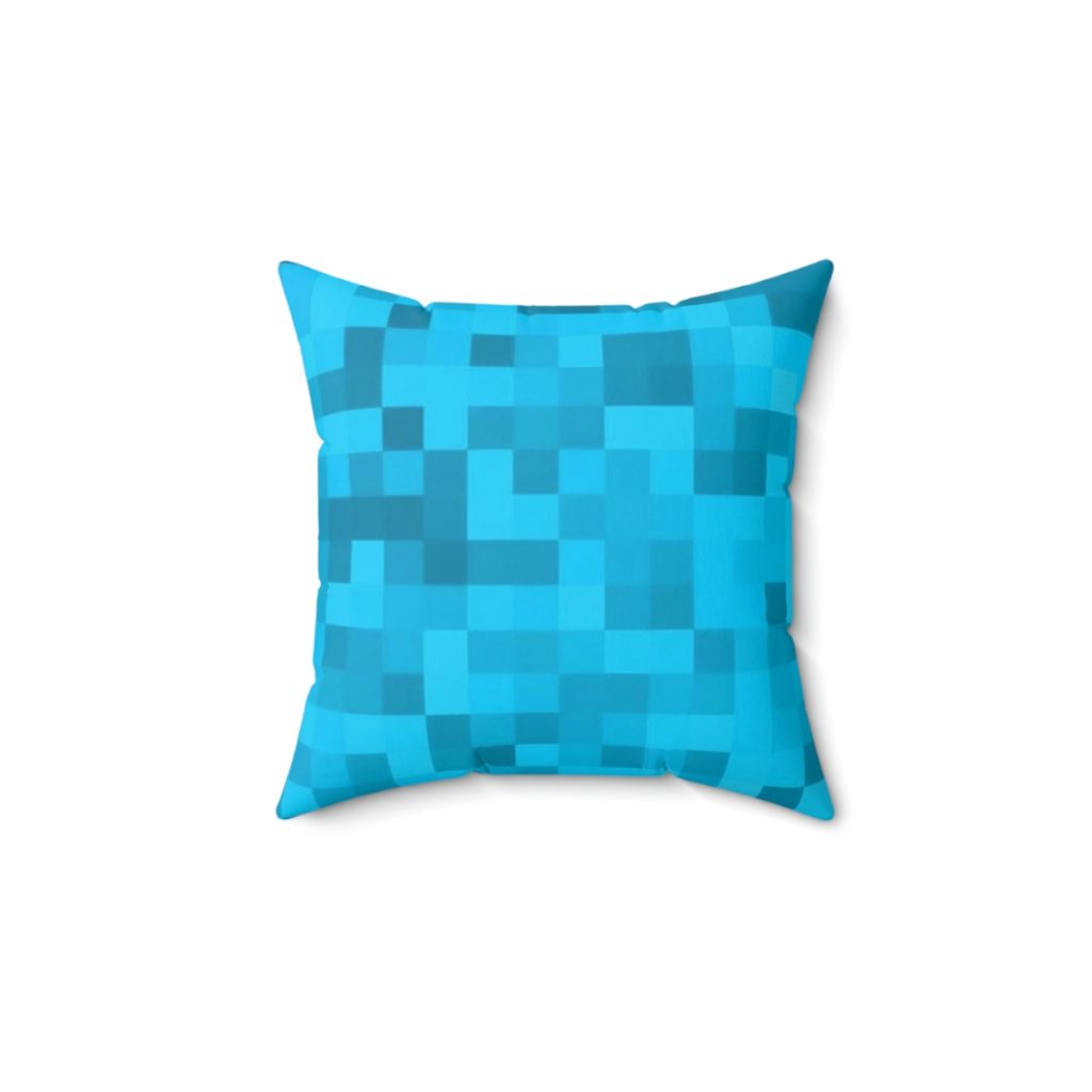Minecraft Cushion in purple with blue pixelated back. Cool Cushions. Mojang’s legendary game. Cool Kiddo 16
