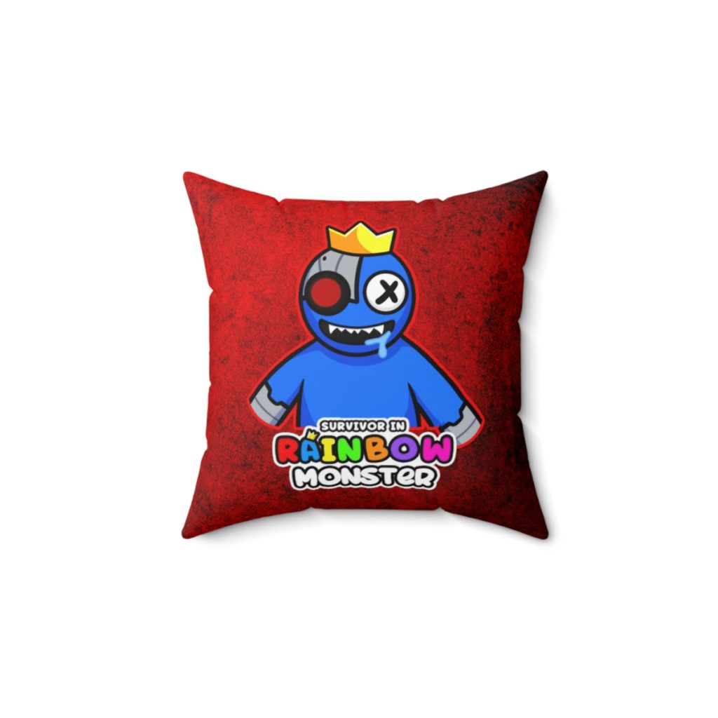 Dirty Red Cushion with BLUE Character. RAINBOW MONSTER Cool Kiddo 12
