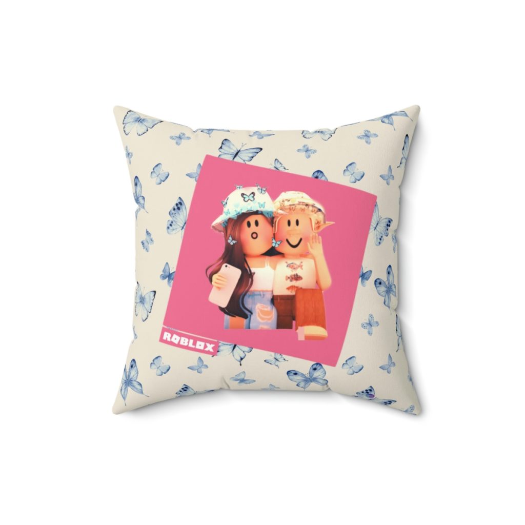 Roblox Girls. Cushion. With background of blue butterflies Cool Kiddo 18