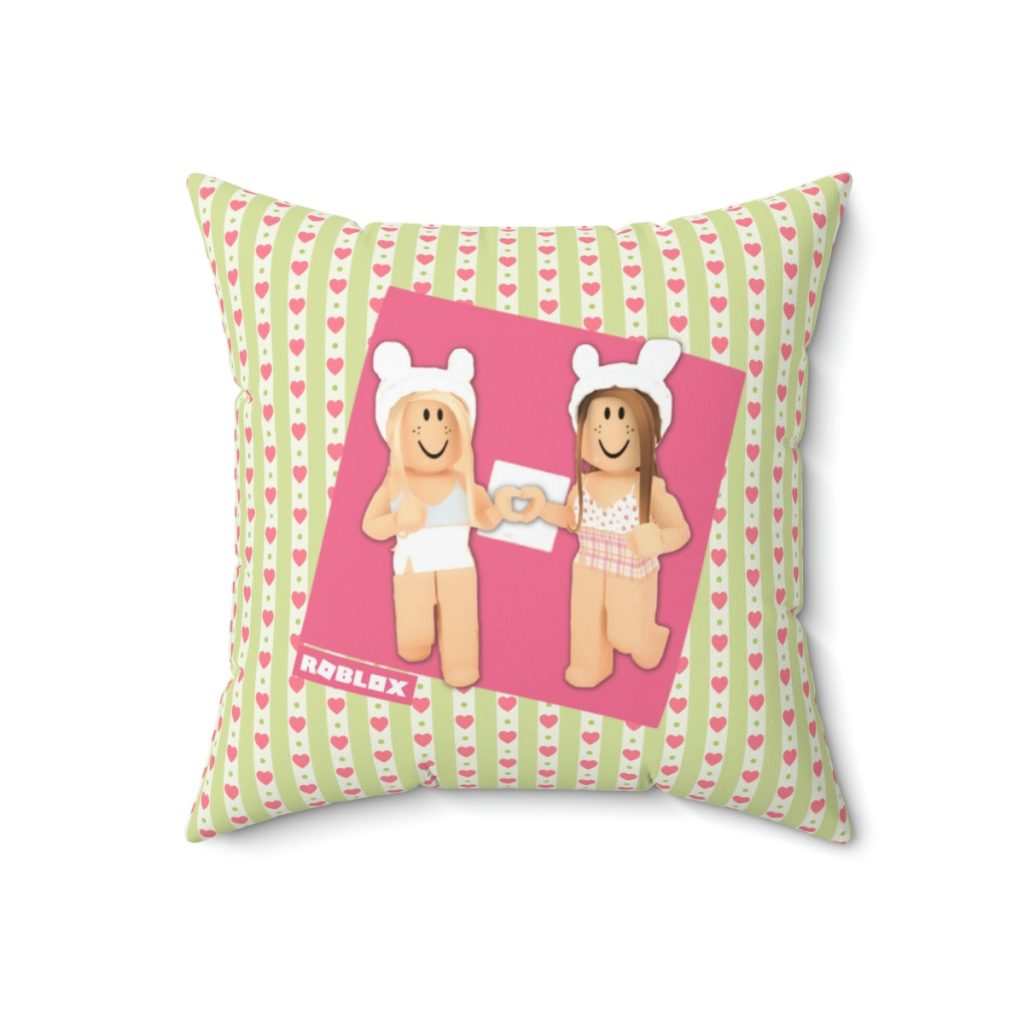 Roblox Girls. Green Cushion with Pink Hearts Cool Kiddo