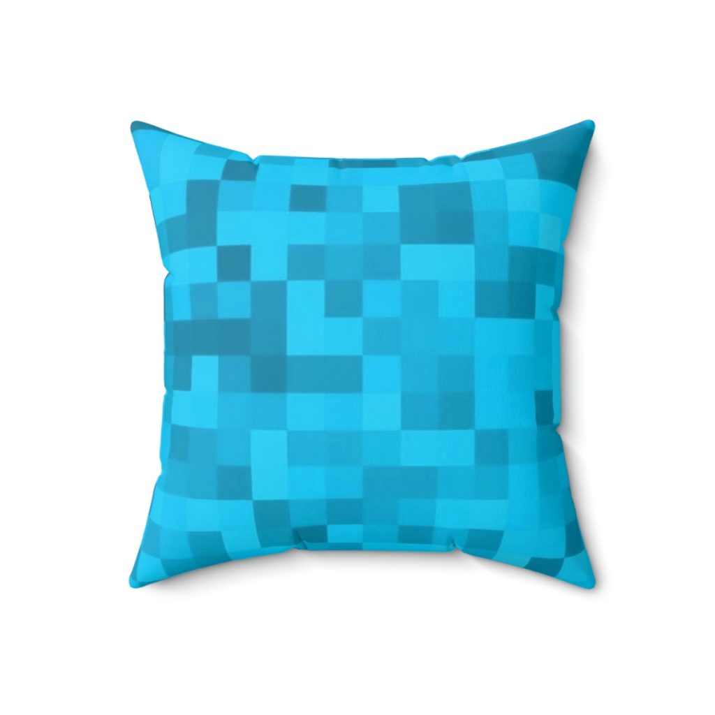 Minecraft Cushion in purple with blue pixelated back. Cool Cushions. Mojang’s legendary game. Cool Kiddo 12
