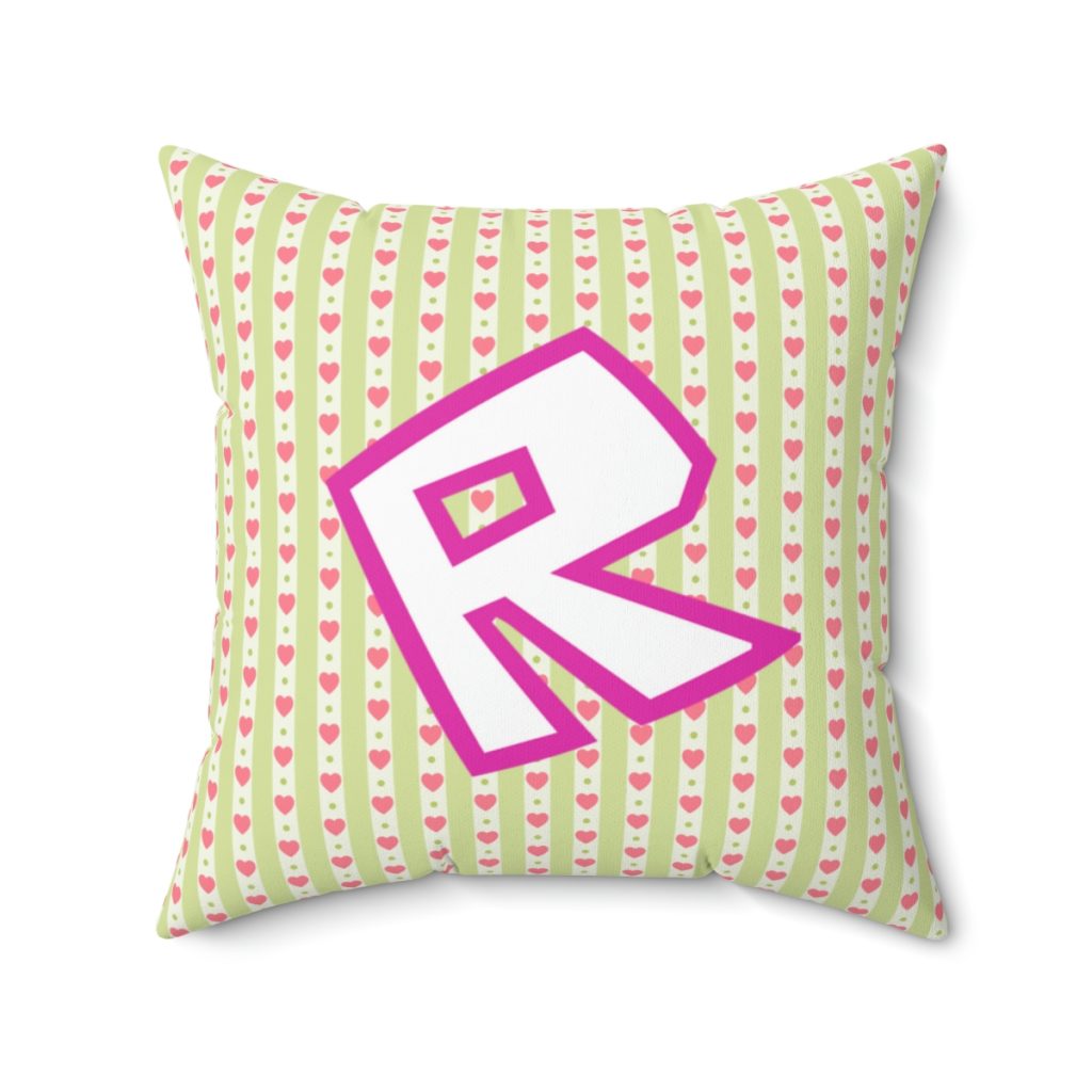 Roblox Girls. Green Cushion with Pink Hearts Cool Kiddo 24