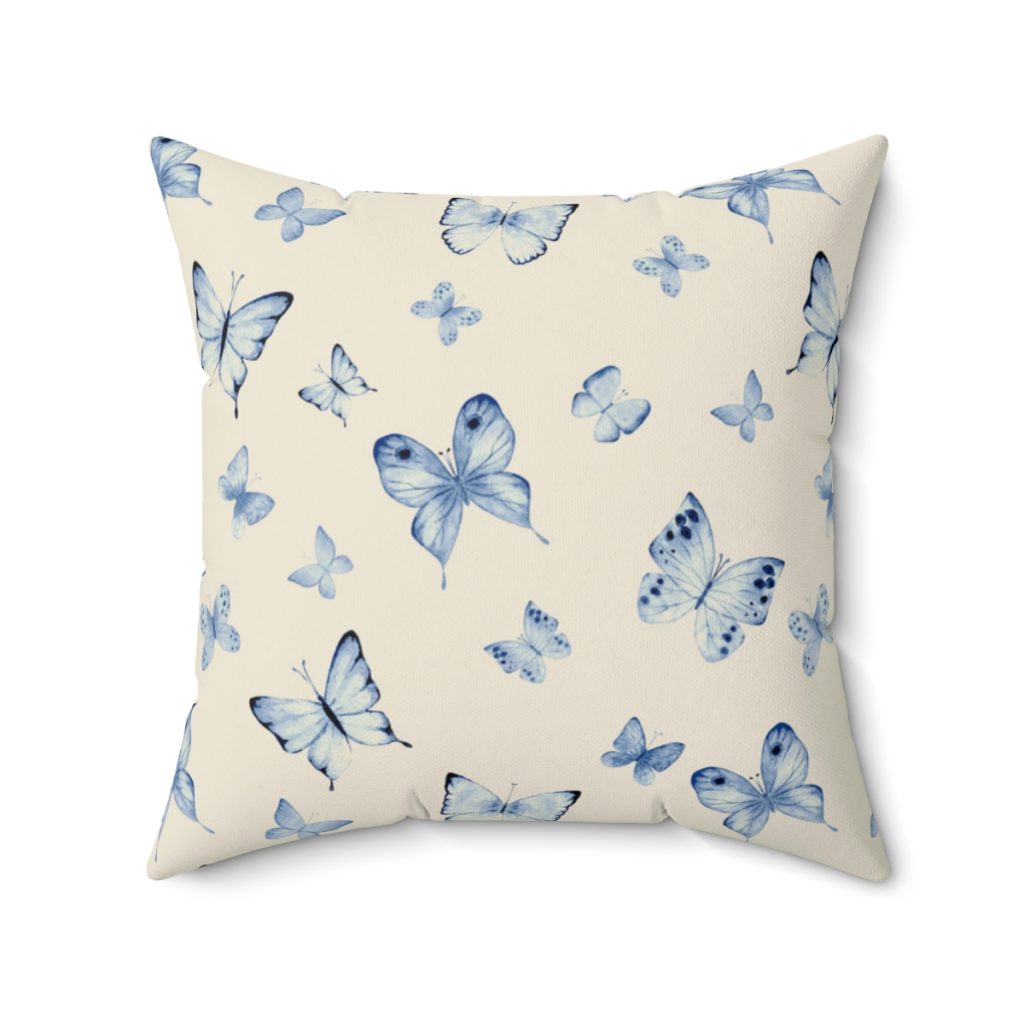 Roblox Girls. Cushion. With background of blue butterflies Cool Kiddo 24