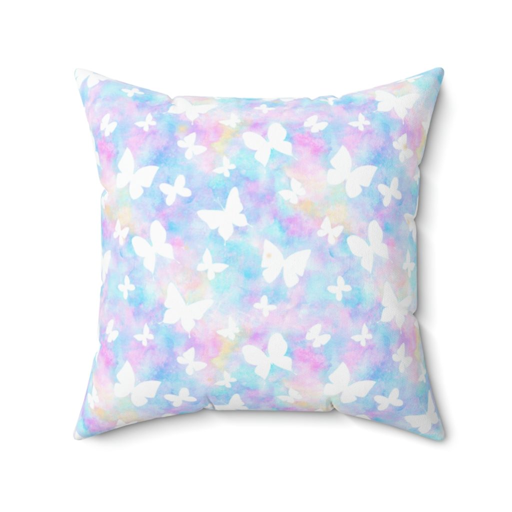 Roblox Girls. Cushion. White butterflies in color watercolor background. Cool Kiddo 24