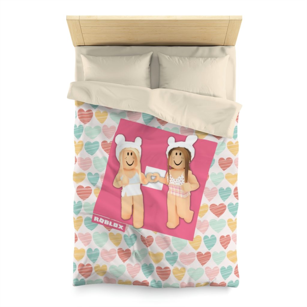 Roblox Girls. Design with pastel hearts. Microfiber Duvet Cover. Cool Kiddo 16