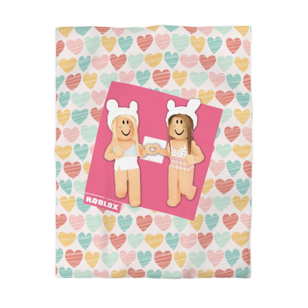 Roblox Girls. Design with pastel hearts. Microfiber Duvet Cover. Cool Kiddo 18