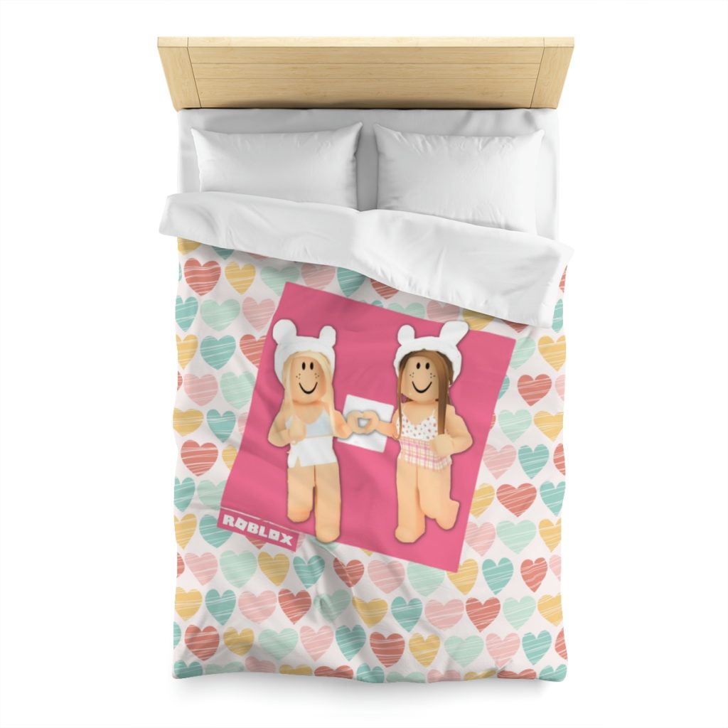 Roblox Girls. Design with pastel hearts. Microfiber Duvet Cover. Cool Kiddo 12