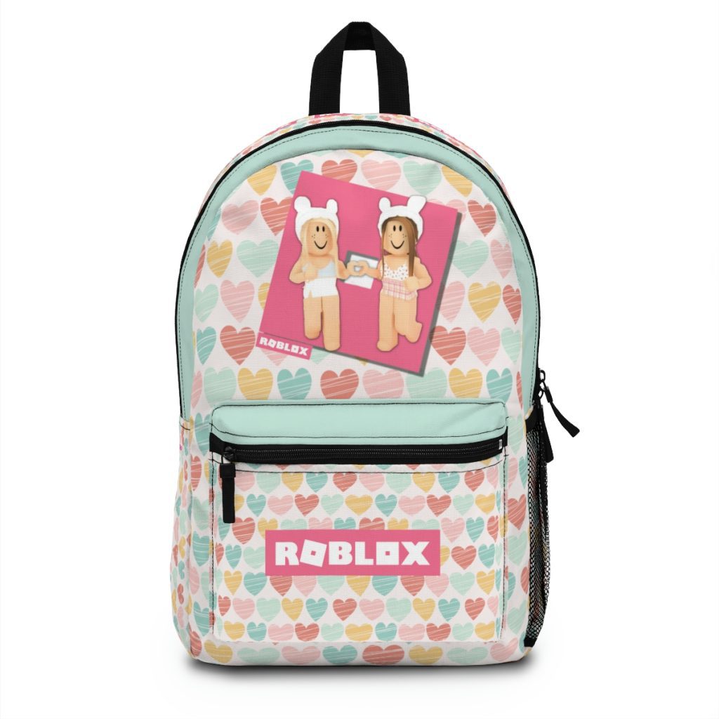 ROBLOX GIRLS sky blue backpack with hearts background, backpacks for school Cool Kiddo
