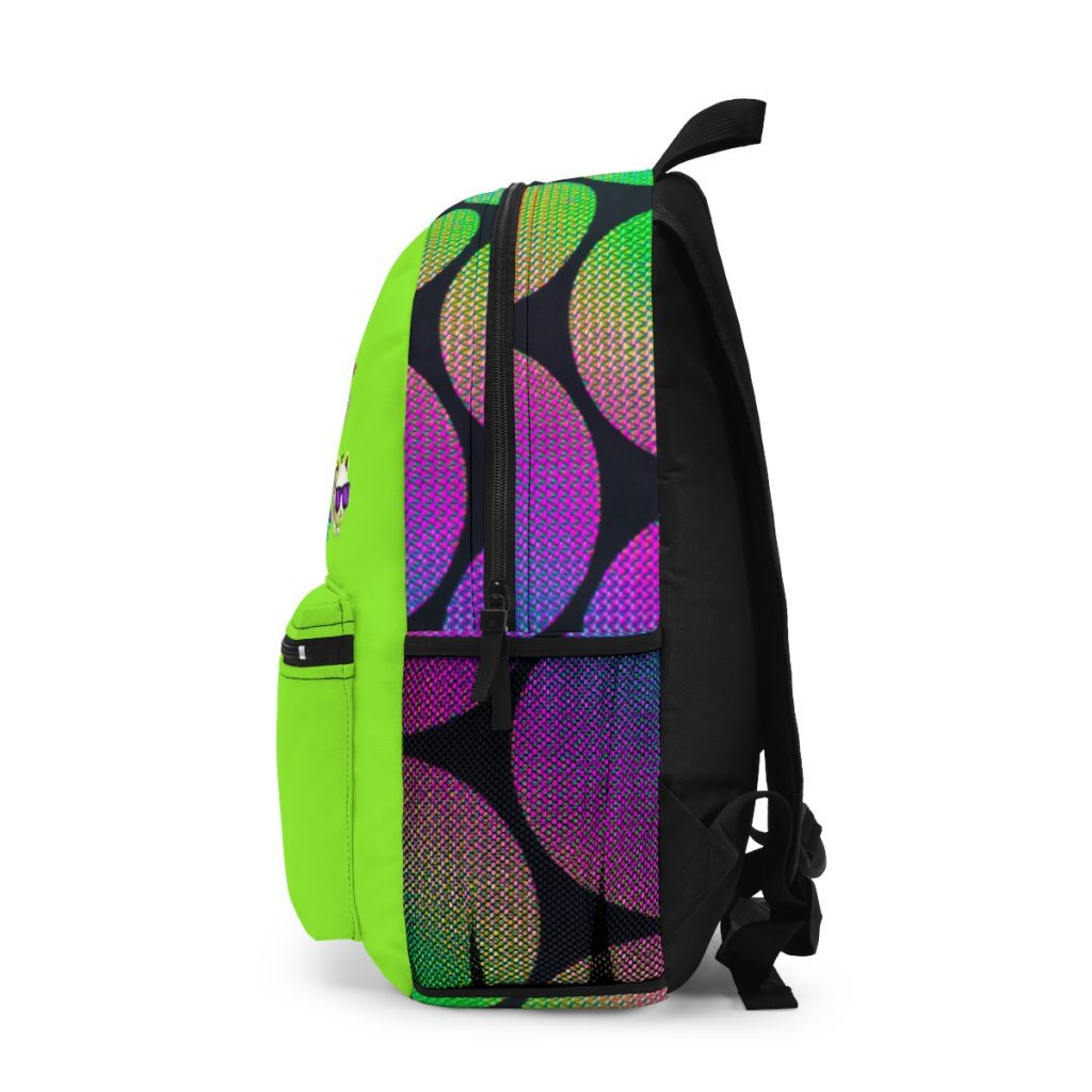 Green School Backpack with Neon Colors sides from PX XD FUN FRIENDS. Cool Kiddo 14