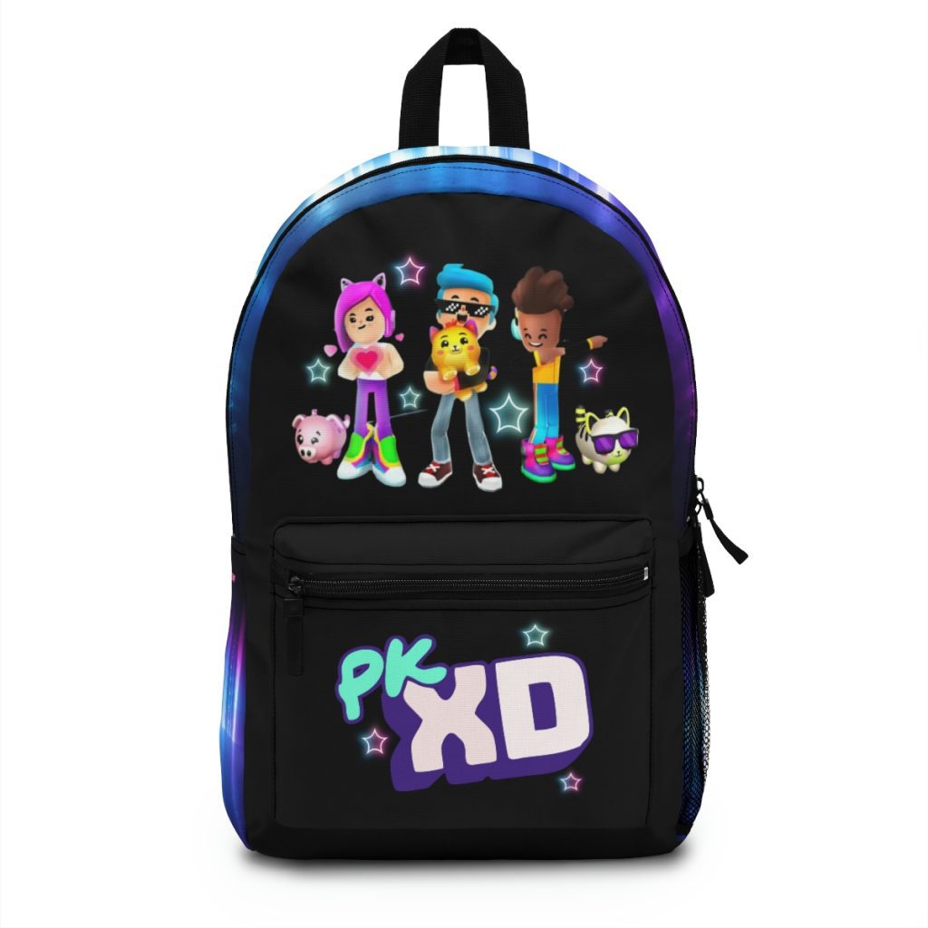 Black Backpack with Neon Lights on a Dark Background from PX XD FUN FRIENDS. Cool Kiddo 10