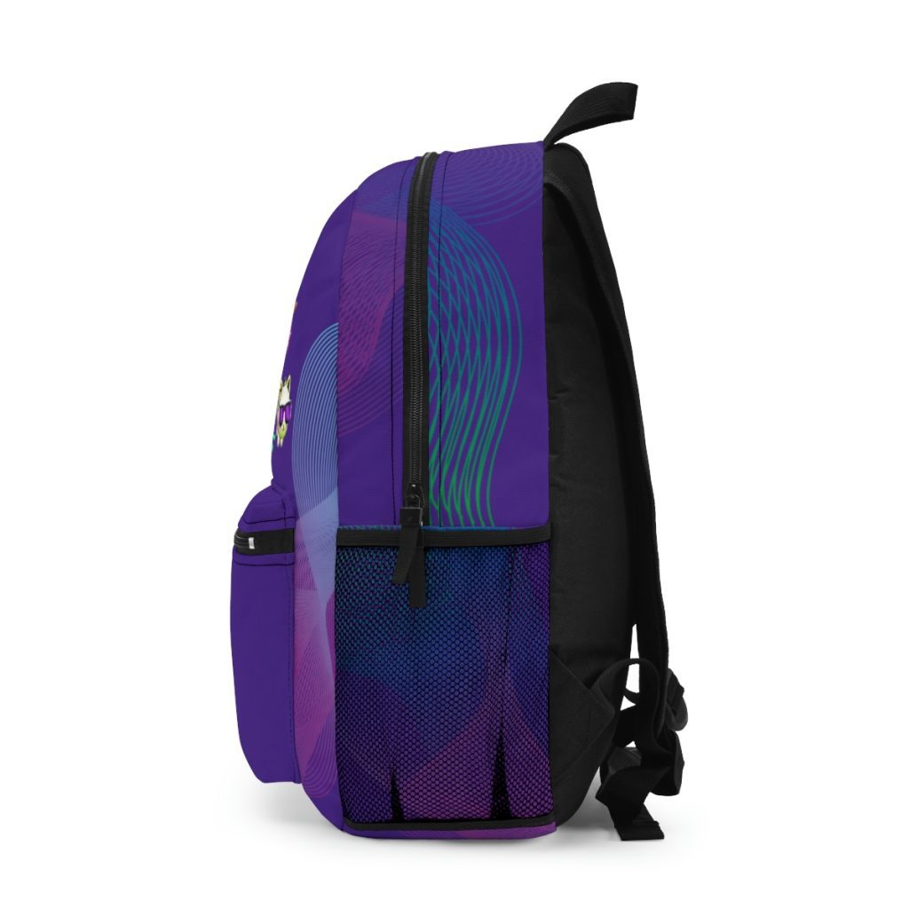 Purple backpack with Illustration of colorful waves from PX XD FUN FRIENDS. Cool Kiddo 14