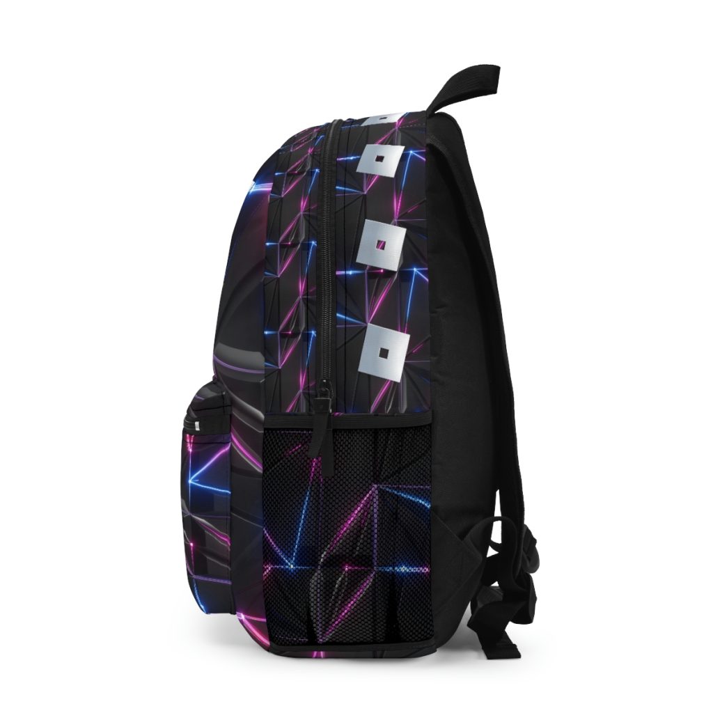 Roblox Backpack for kids, Roblox Games. Black backpack with abstract background of neon colors. Cool Kiddo 14
