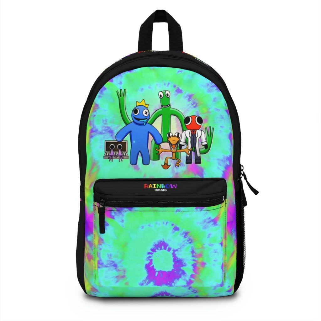 Blue Rainbow Friends tie dye backpack in black Cool Kiddo
