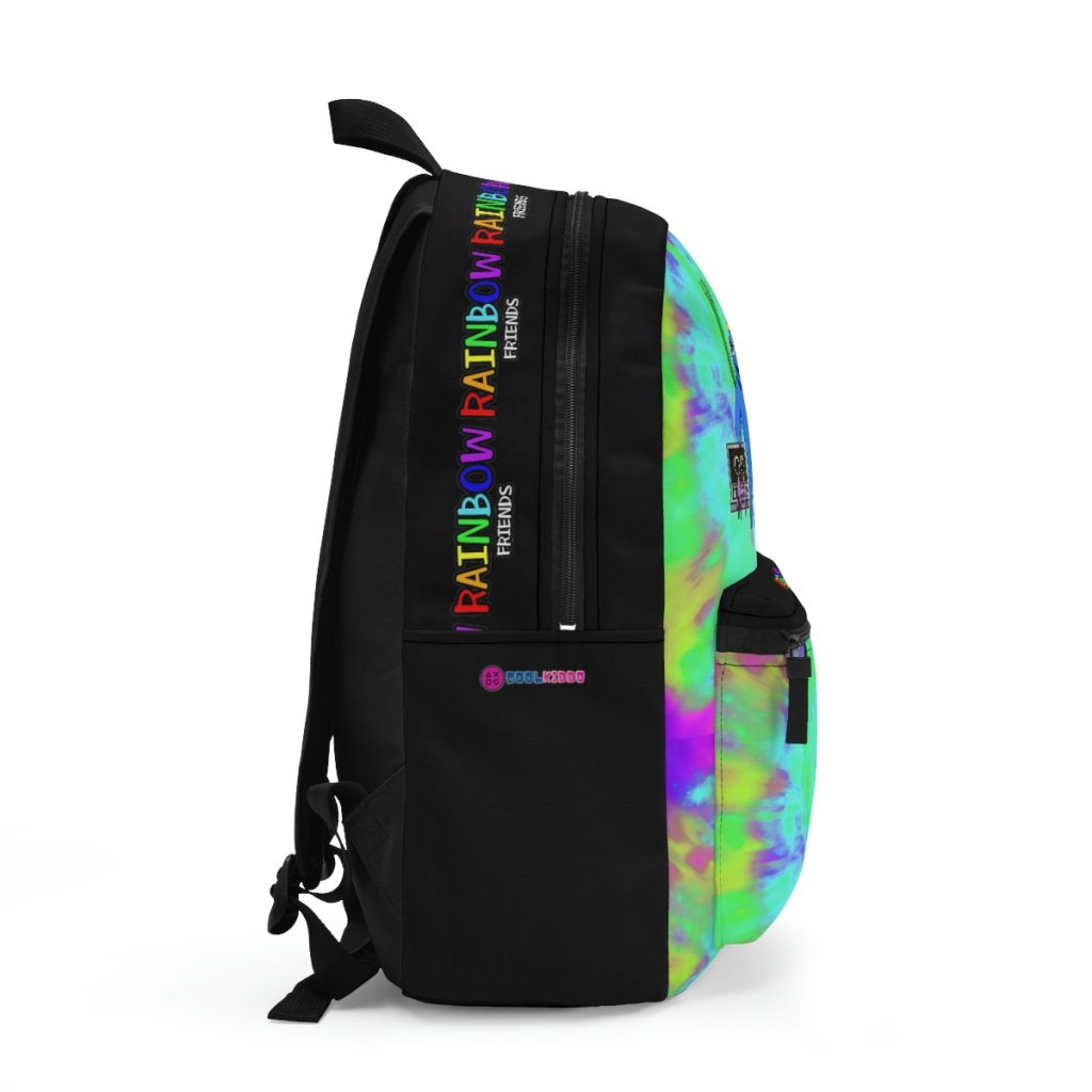 Blue Rainbow Friends tie dye backpack in black Cool Kiddo 12