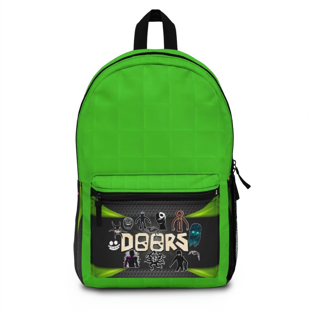 ROBLOX DOORS Backpack with Green and Black Geometric Background. Cool Kiddo