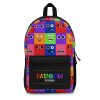 Rainbow Friends Black backpack with the faces of the characters in a grid. Cool Kiddo 20