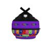 Purple backpack from PURPLE  with a grid background with the faces of the Rainbow Friends characters Cool Kiddo 26