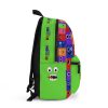 Green backpack from GREEN with a grid background with the faces of the Rainbow Friends characters Cool Kiddo 20