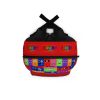 Red backpack from RED with a grid background with the faces of the Rainbow Friends characters Cool Kiddo 26