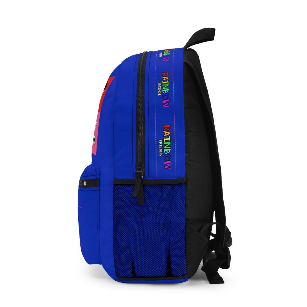 Rainbow Friends Blue backpack with the faces of the characters in a grid. Cool Kiddo 14