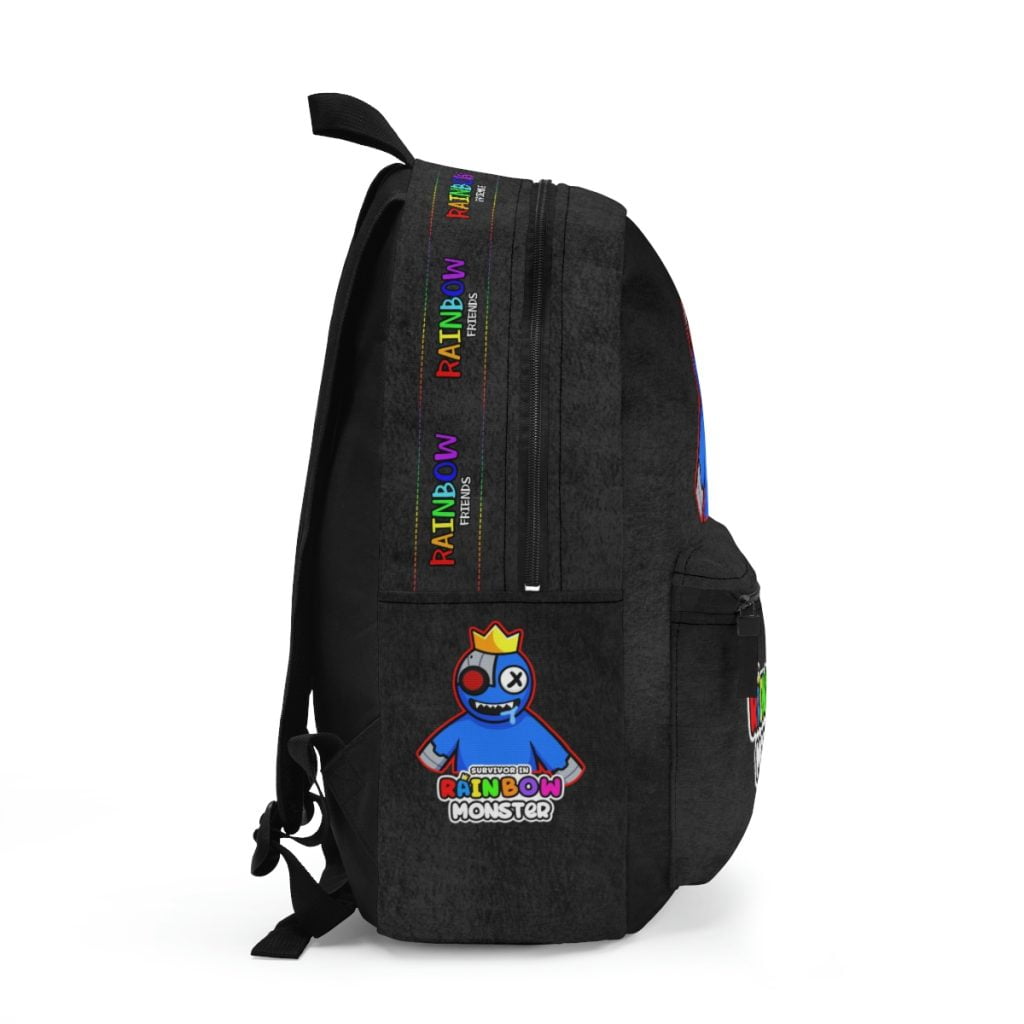 Dirty Black Backpack with BLUE character. RAINBOW MONSTER Cool Kiddo 12