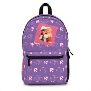 Stylish Purple Roblox Girls Backpack with Pink Heart Silhouettes and Roblox Girls Logo Cool Kiddo