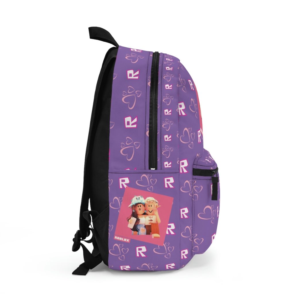Stylish Purple Roblox Girls Backpack with Pink Heart Silhouettes and Roblox Girls Logo Cool Kiddo 12