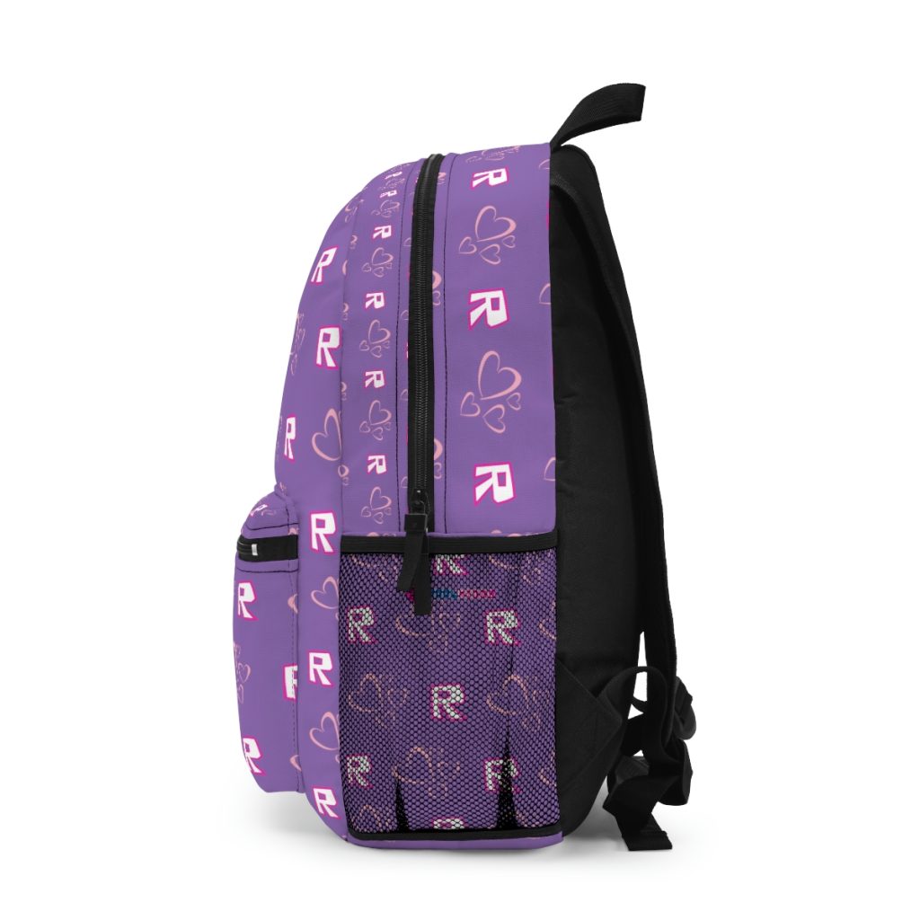 Stylish Purple Roblox Girls Backpack with Pink Heart Silhouettes and Roblox Girls Logo Cool Kiddo 14