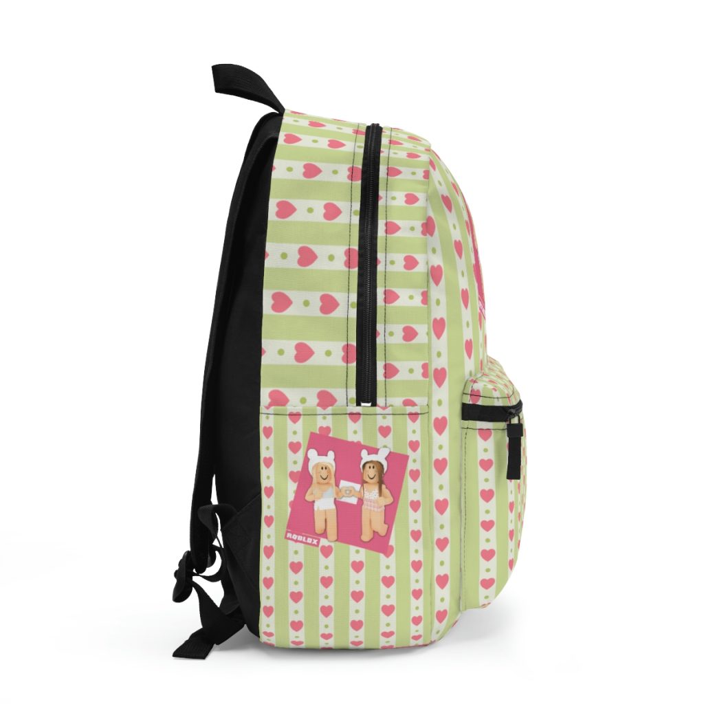Roblox Girl’s Backpack With Pastel Green Background and Pink Hearts Cool Kiddo 12