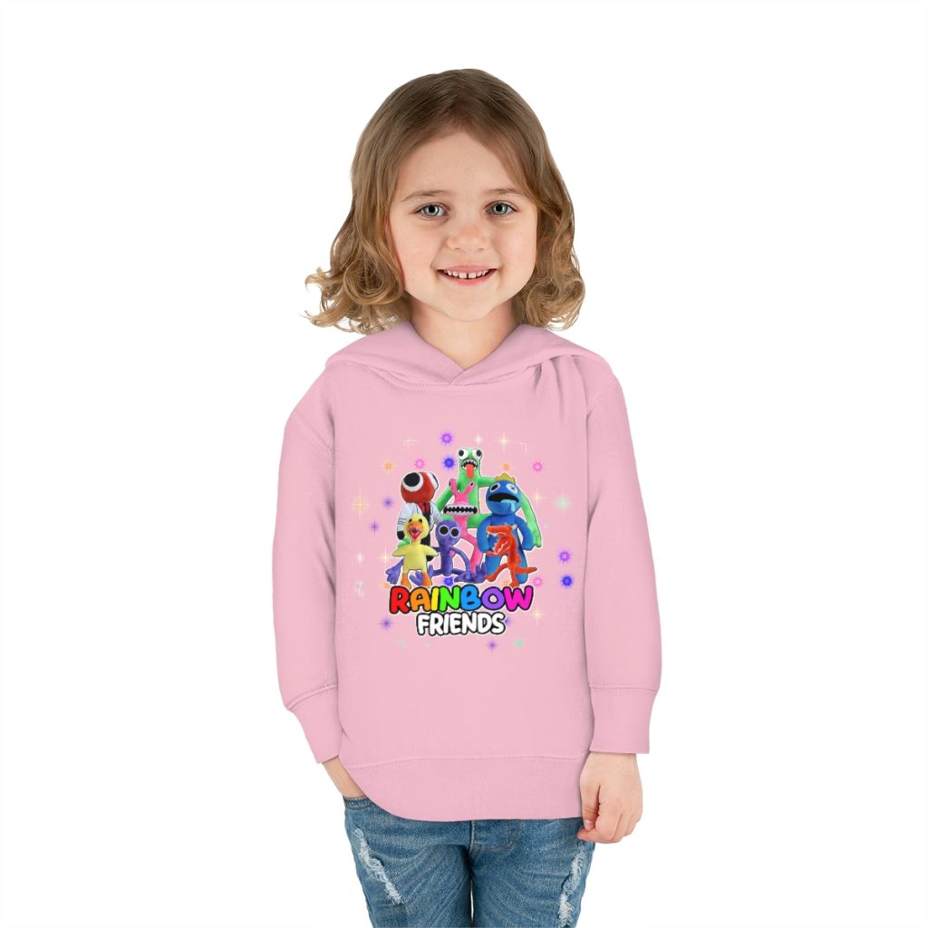 Bright party with Blue rainbow friends. Toddler boys fleece hoodie. Cool Kiddo 48