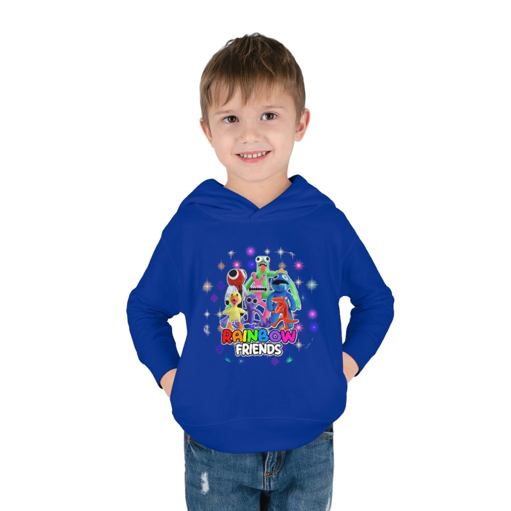 Bright party with Blue rainbow friends. Toddler boys fleece hoodie. Cool Kiddo 38