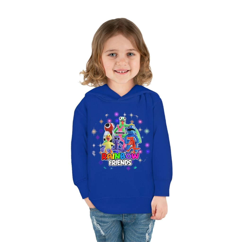 Bright party with Blue rainbow friends. Toddler boys fleece hoodie. Cool Kiddo 40