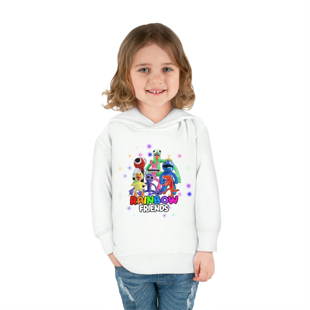 Bright party with Blue rainbow friends. Toddler boys fleece hoodie. Cool Kiddo 24