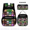 Personalized Minecraft Multicolor Mob Grid 3, Piece Backpack Set, Ergonomic Kids School Bag, Insulated Lunch Box & Pencil Case Bundle