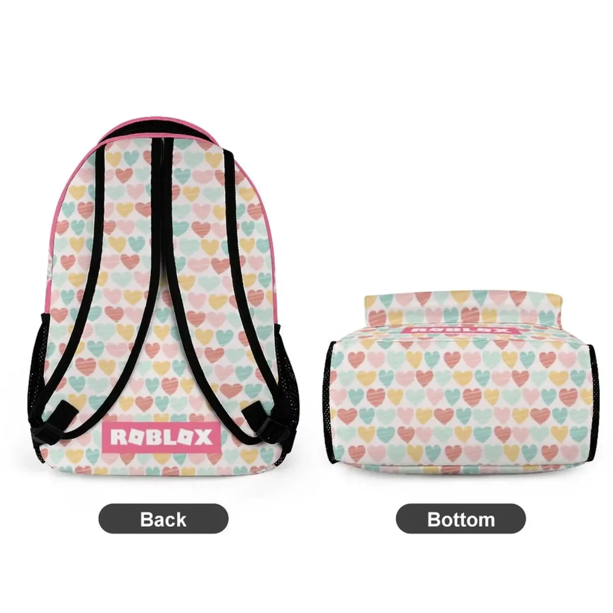 Personalized Roblox Girl’s Backpack with Pastel Hearts Background Cool Kiddo 22