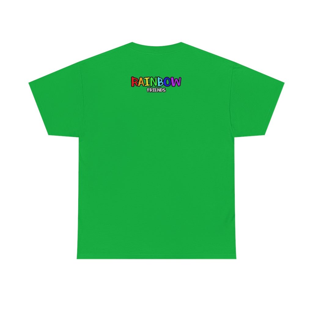 GREEN FACE. Blue Rainbow Friends. (Front and Back)  Unisex Heavy Cotton Tee Cool Kiddo 12