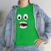 GREEN FACE. Blue Rainbow Friends. (Front and Back)  Unisex Heavy Cotton Tee Cool Kiddo 40