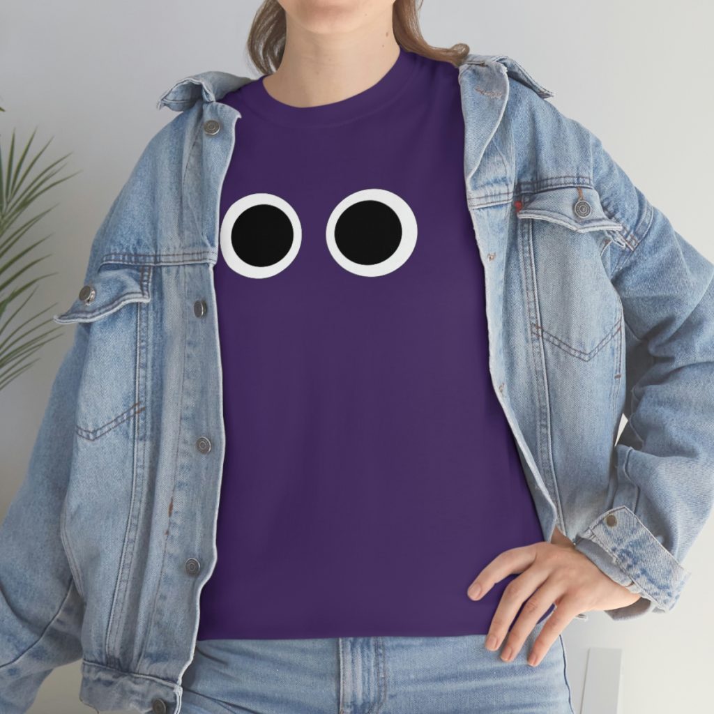 PURPLE FACE. Blue Rainbow Friends. (Front and Back)  Unisex Heavy Cotton Tee Cool Kiddo 22