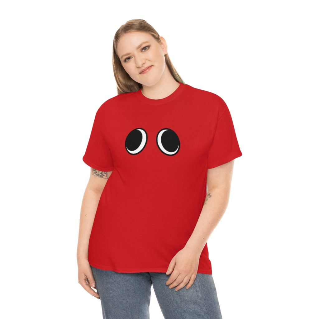 RED FACE. Blue Rainbow Friends. (Front and Back)  Unisex Heavy Cotton Tee Cool Kiddo 16