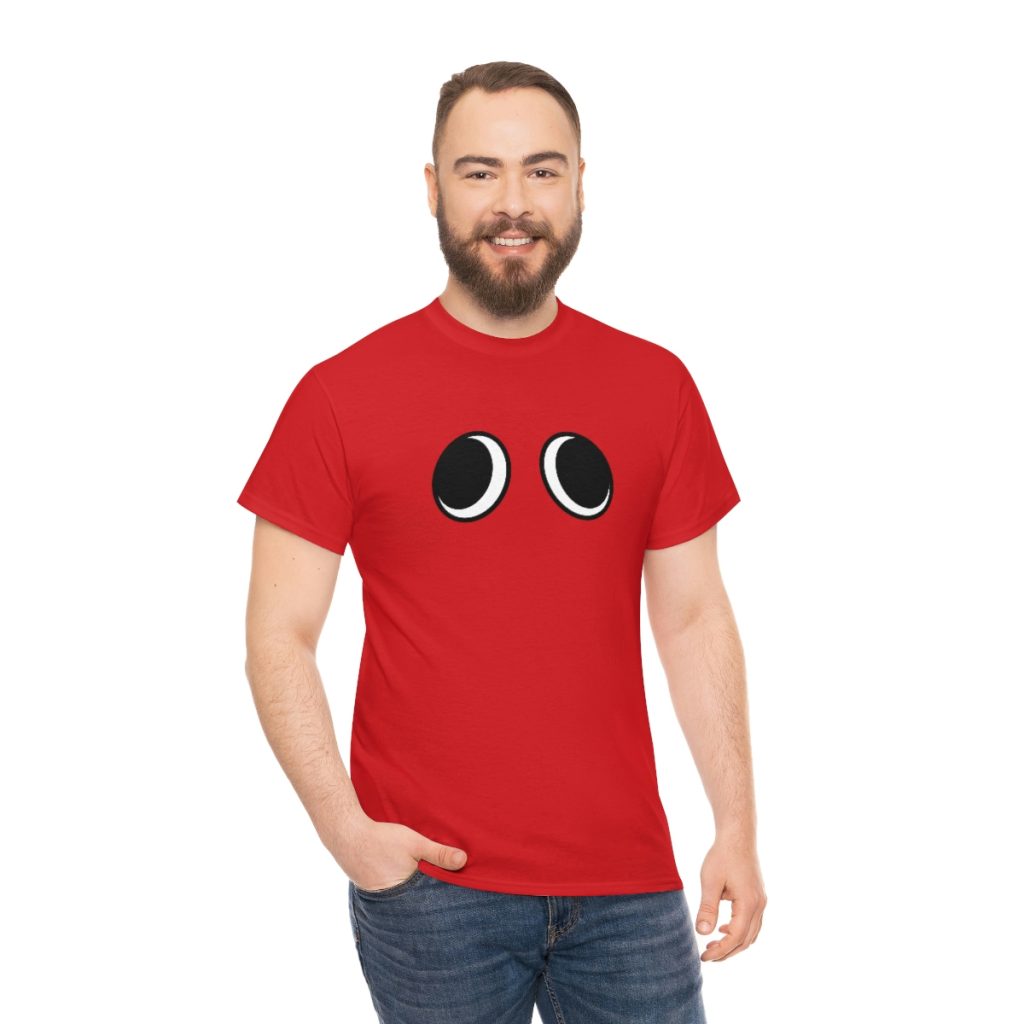 RED FACE. Blue Rainbow Friends. (Front and Back)  Unisex Heavy Cotton Tee Cool Kiddo 18