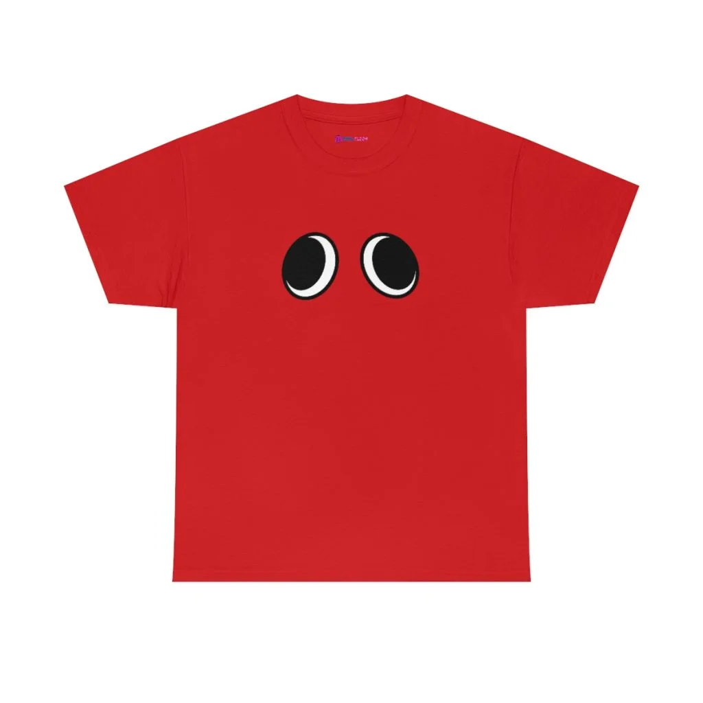 RED FACE. Blue Rainbow Friends. (Front and Back)  Unisex Heavy Cotton Tee Cool Kiddo