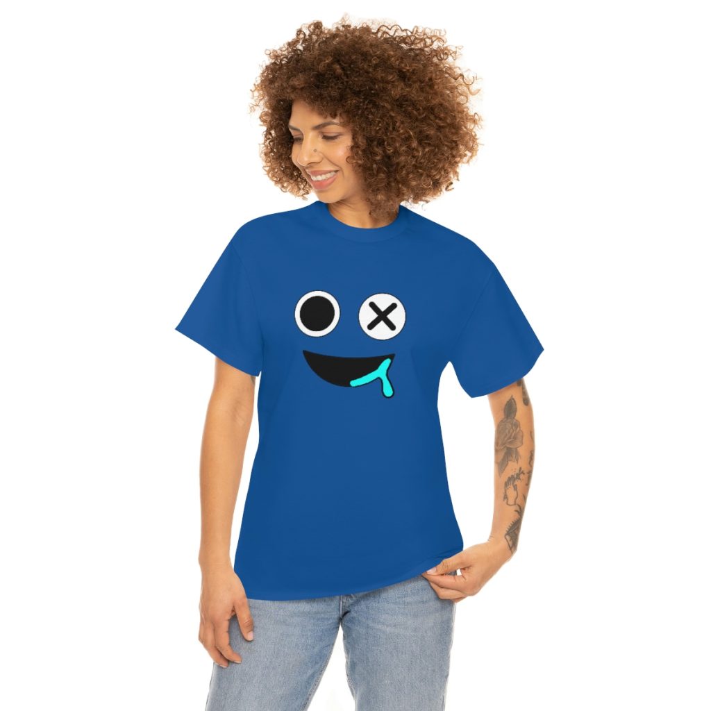 BLUE FACE. Blue Rainbow Friends. (Front and Back)  Unisex Heavy Cotton Tee Cool Kiddo 14