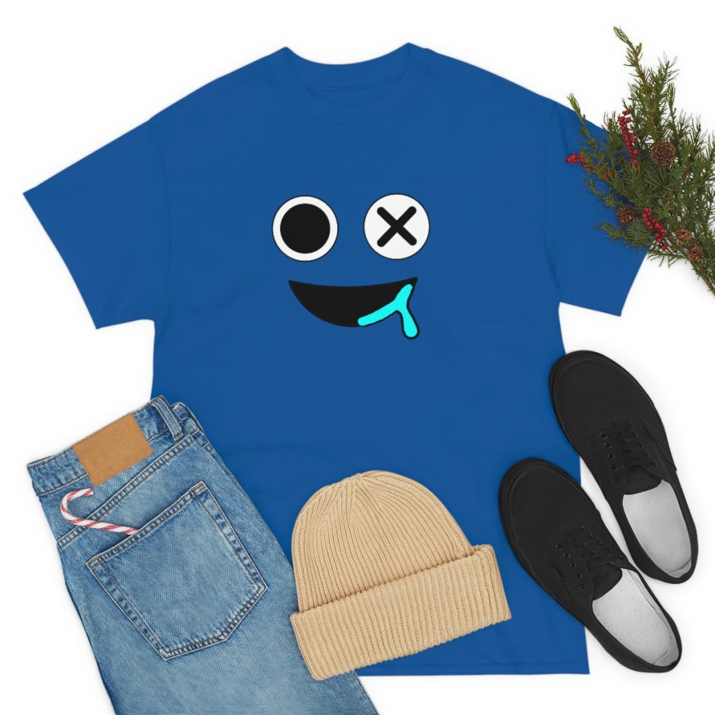 BLUE FACE. Blue Rainbow Friends. (Front and Back)  Unisex Heavy Cotton Tee Cool Kiddo 24