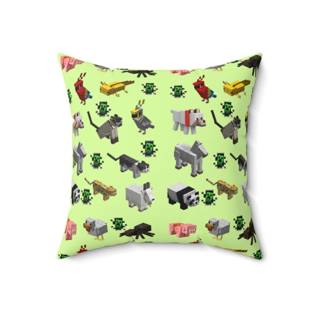 Minecraft Animal Cushion, Apple green and green pixelated.. Cool Cushions. Cool Kiddo