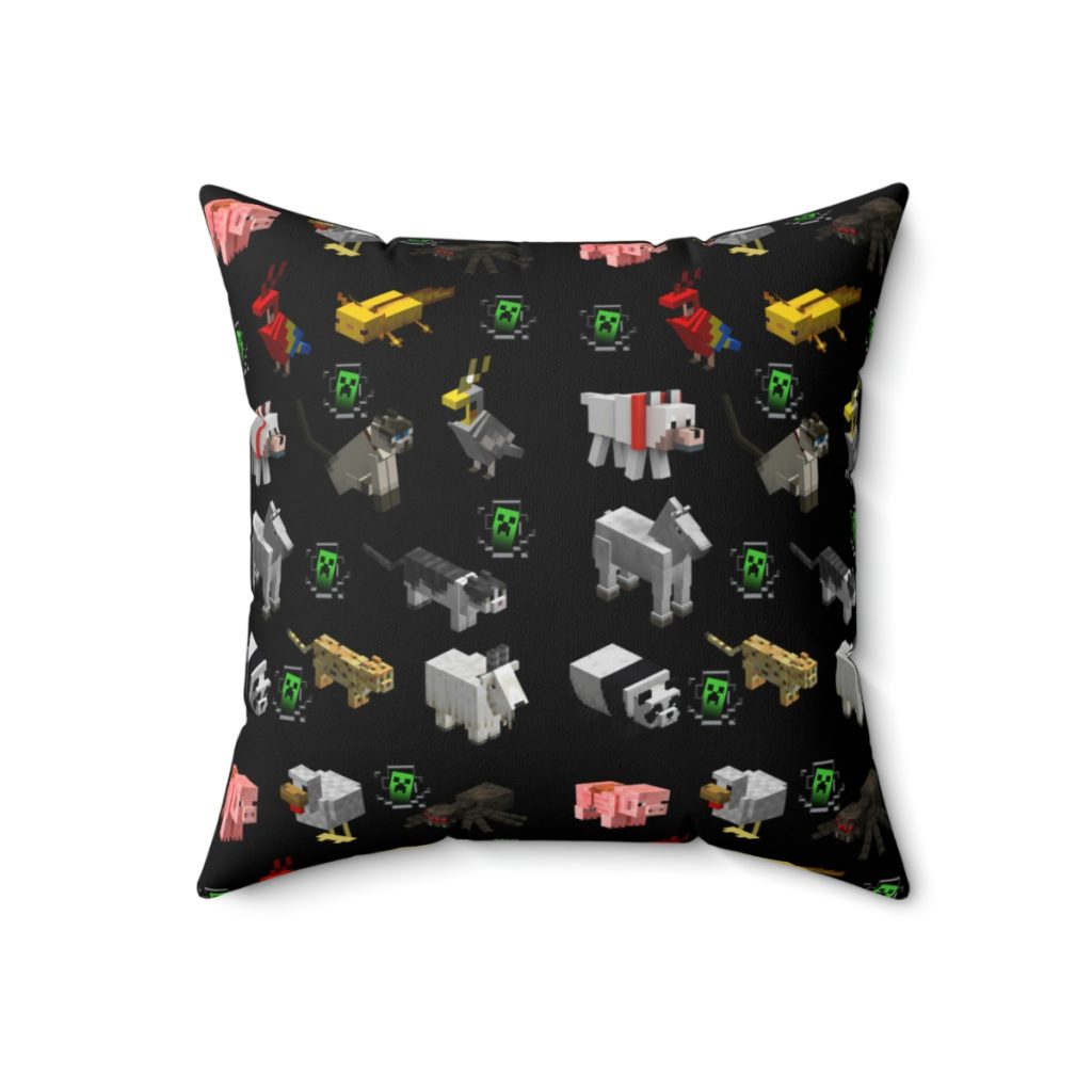 Minecraft animal cushion, black and green pixelated.. Cool Cushions. Cool Kiddo 10
