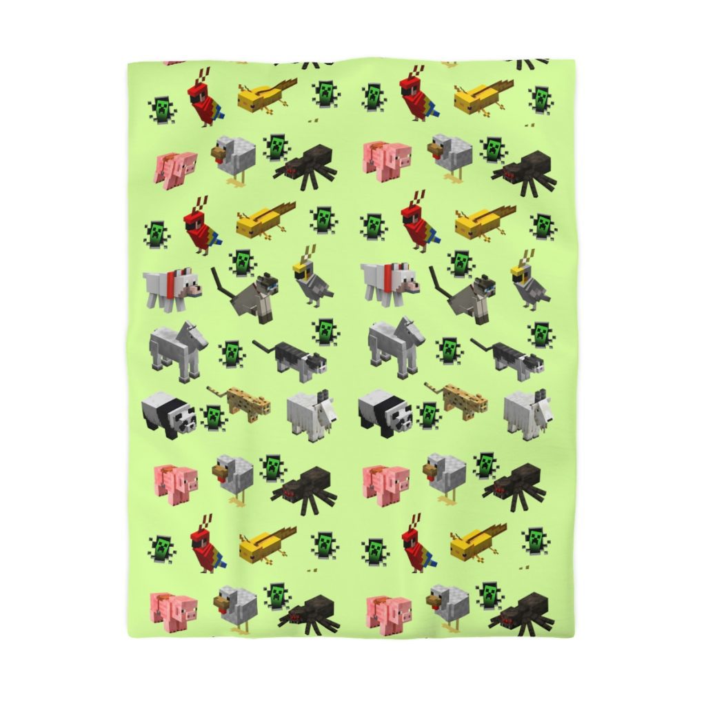 Minecraft Animal. Microfiber Duvet Cover. Coll blankets, Apple green Cool Kiddo 12