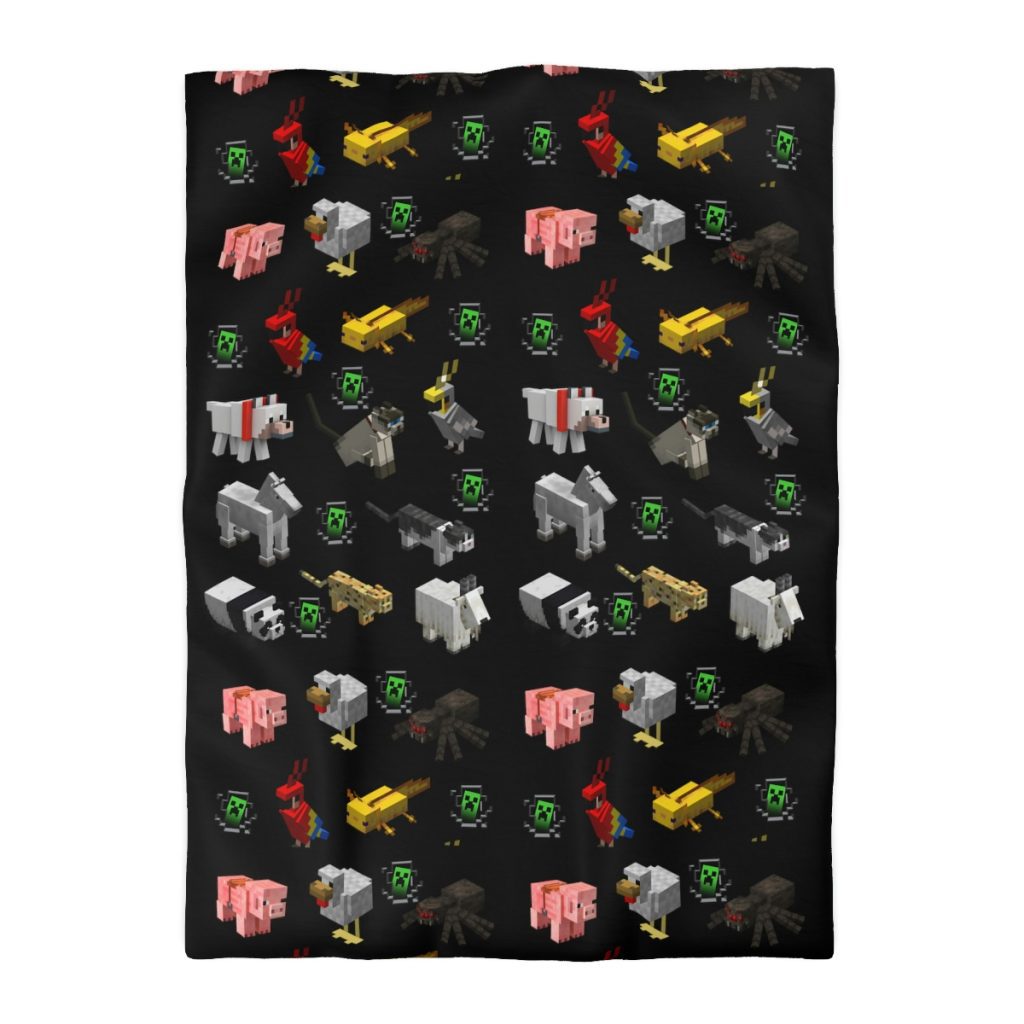 Minecraft Animal. Microfiber Duvet Cover. Coll blankets, Black background. Cool Kiddo 22
