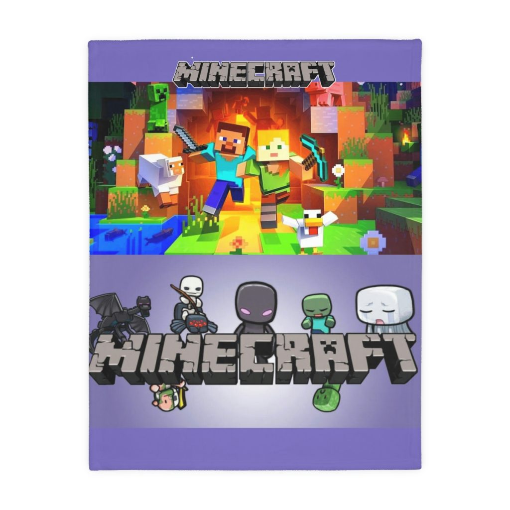 Minecraft. Velveteen Minky Blanket (Two-sided print) Black Lilac Cool Kiddo 20